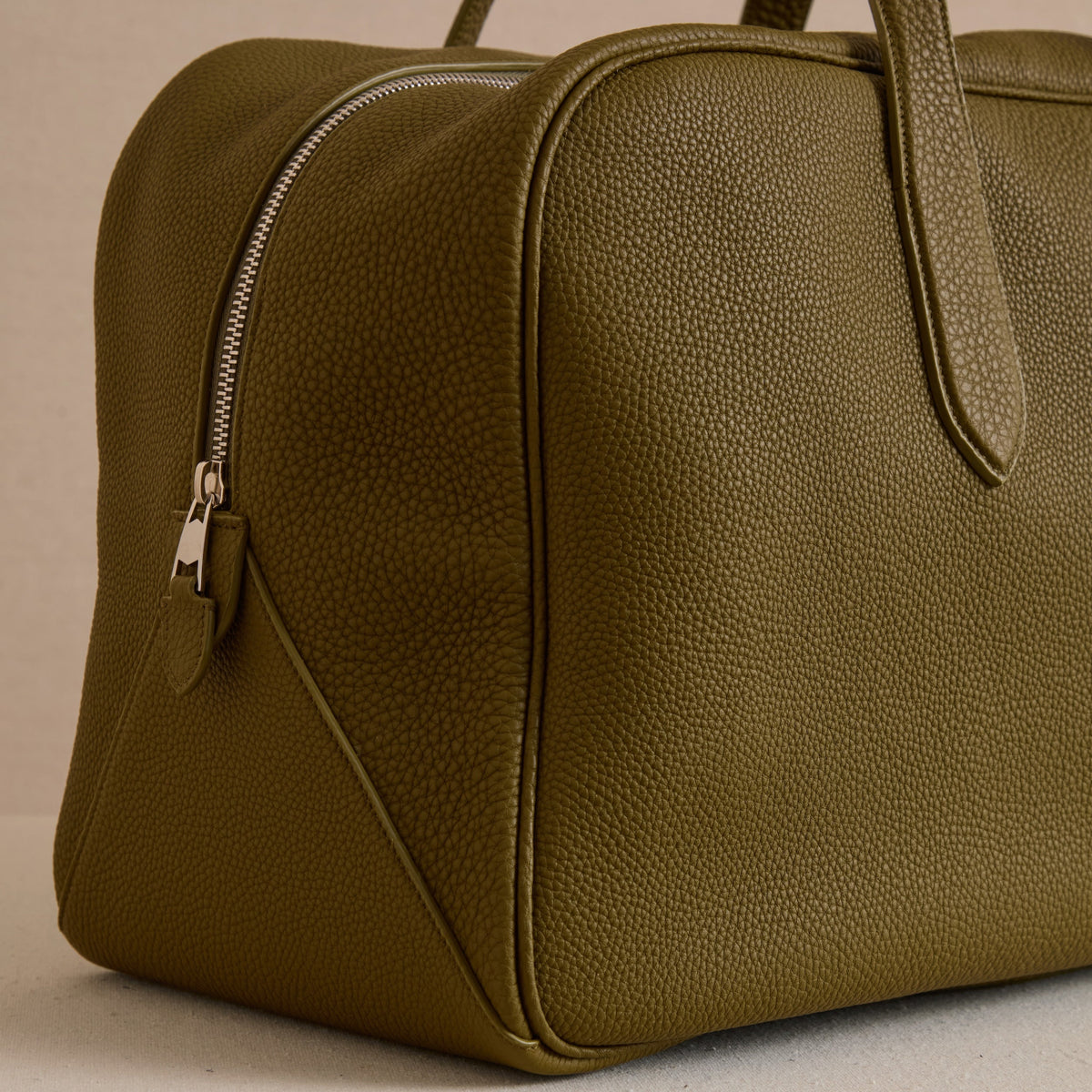 Tumbled grain calfskin