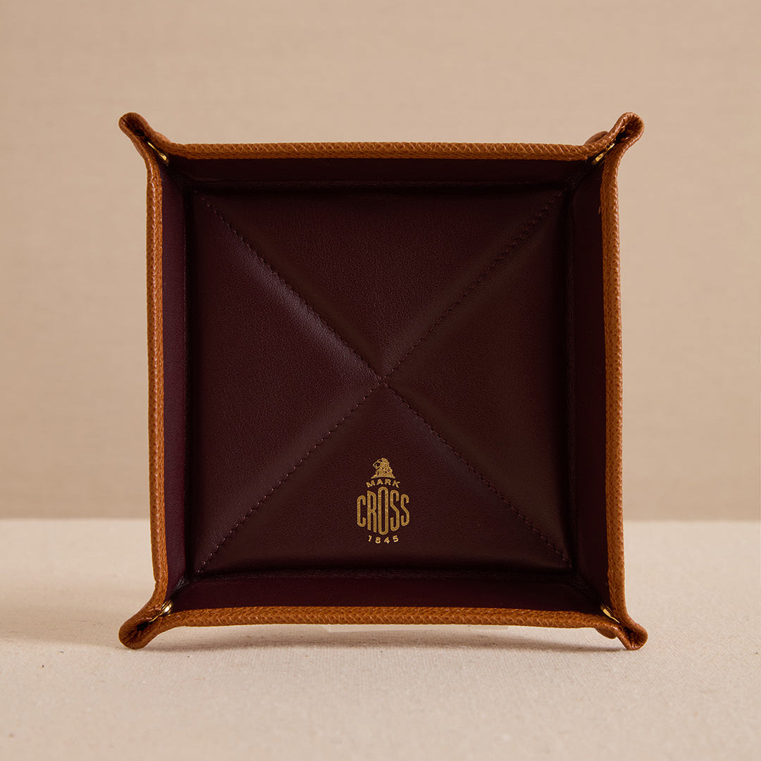 Valet Tray 14 in Luggage and Oxblood