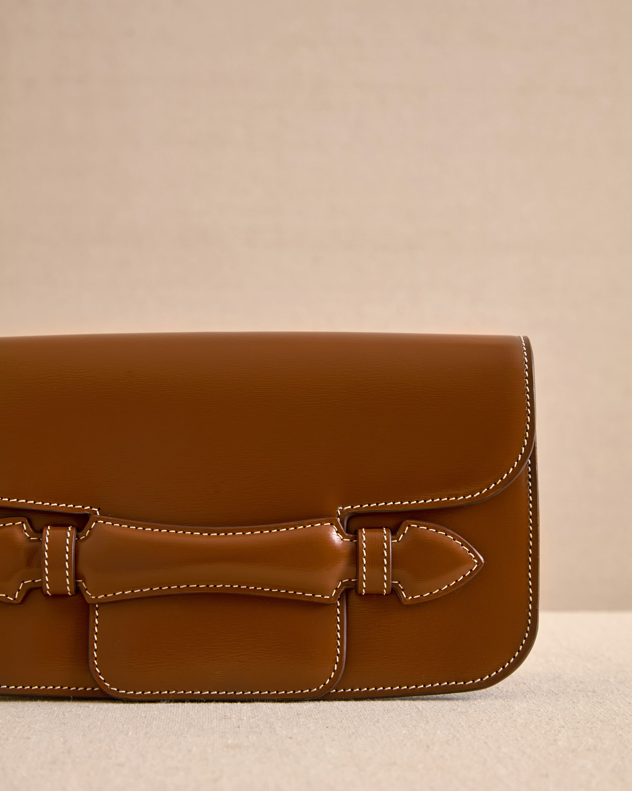 Mark Cross Romy Clutch in Palmellato Acorn Brown