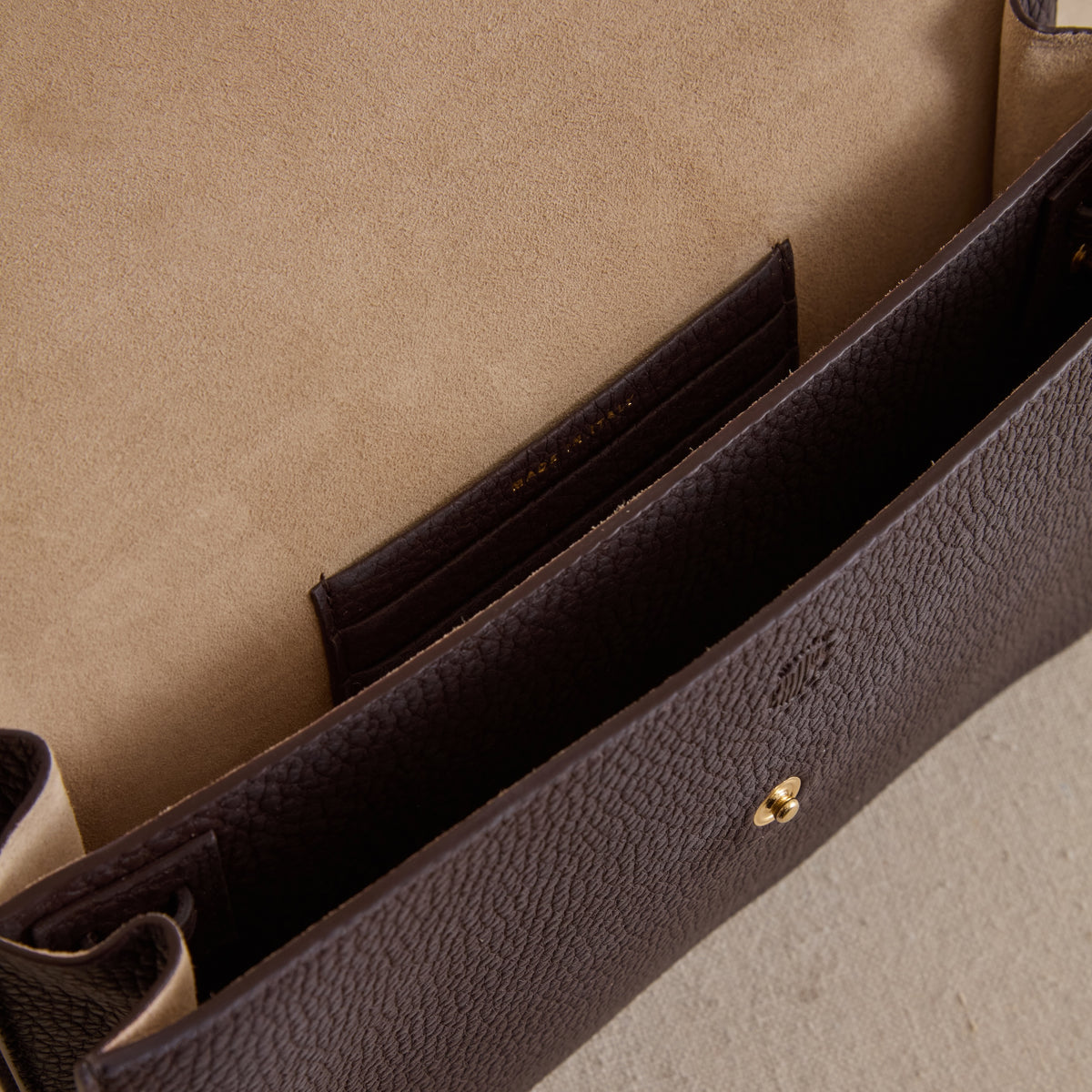 Tumbled grain calfskin